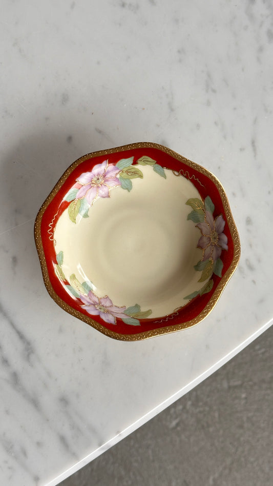 Footed Hand Painted Porcelain Bowl by Imperial Crown China Austria