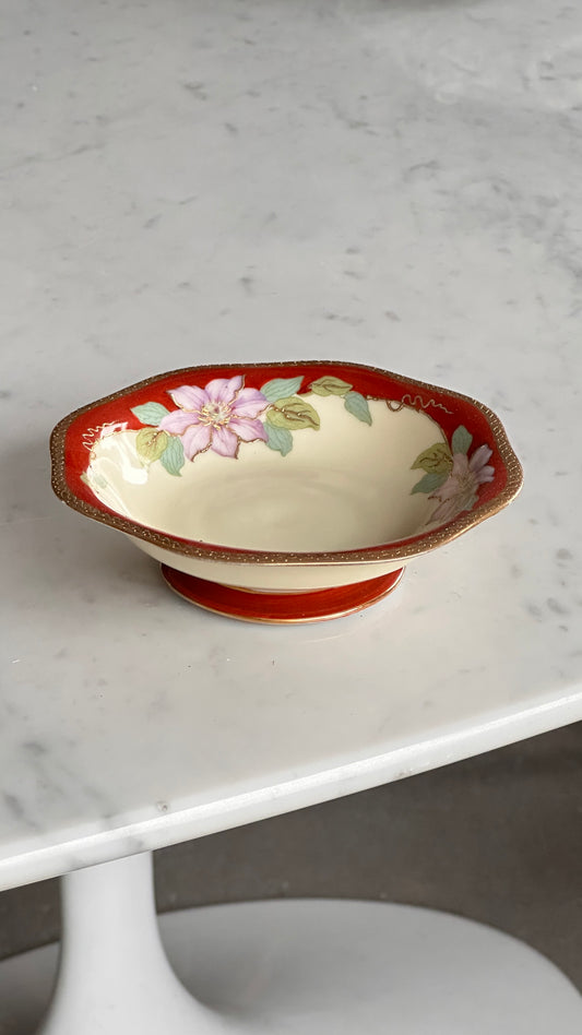 Footed Hand Painted Porcelain Bowl by Imperial Crown China Austria