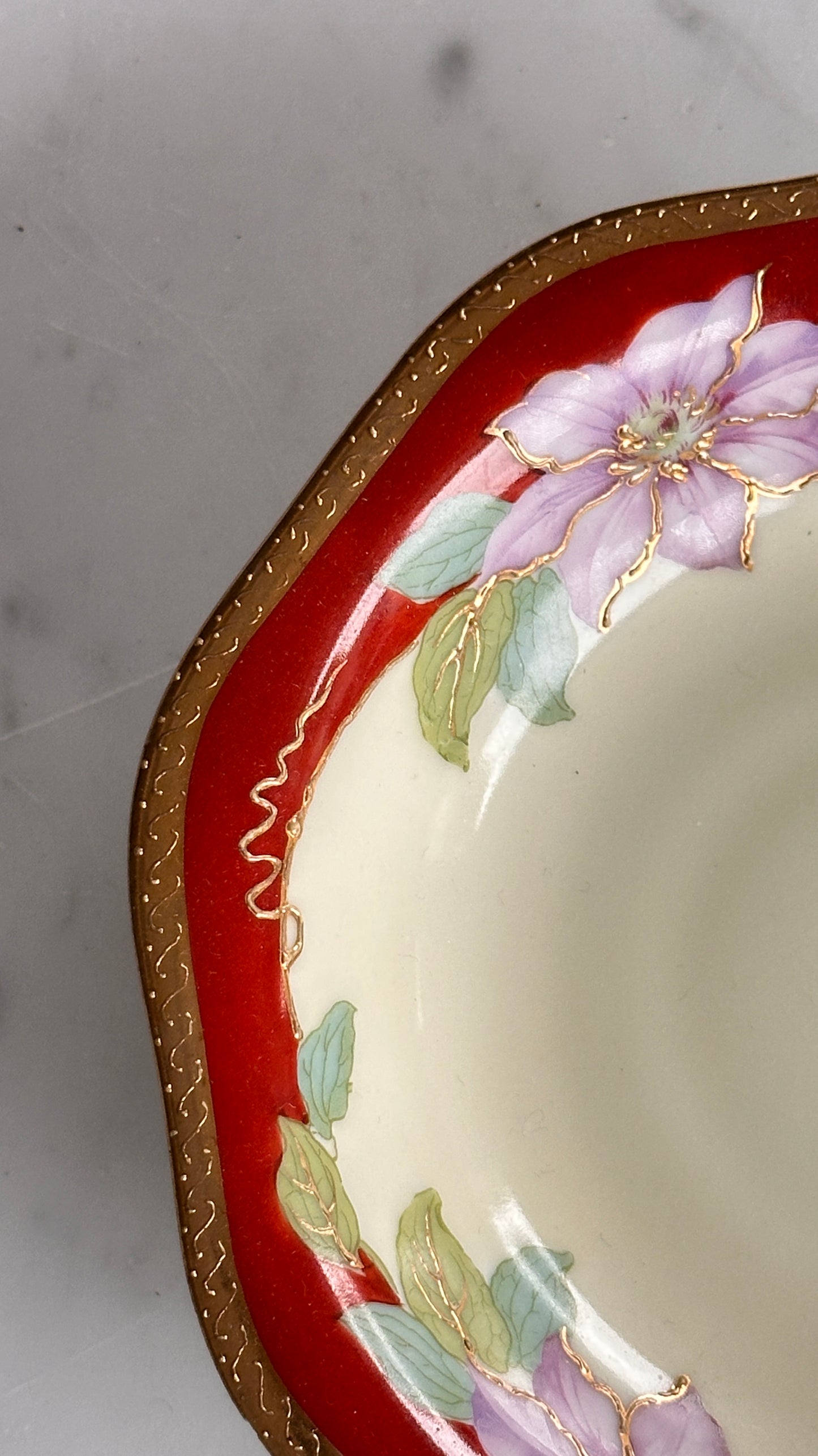 Footed Hand Painted Porcelain Bowl by Imperial Crown China Austria