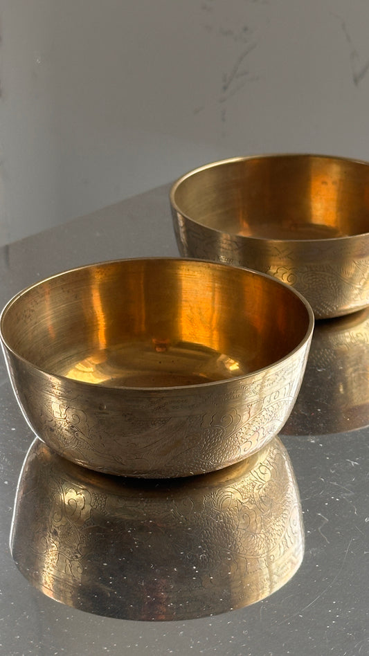 Pair of Chinese Brass Bowls