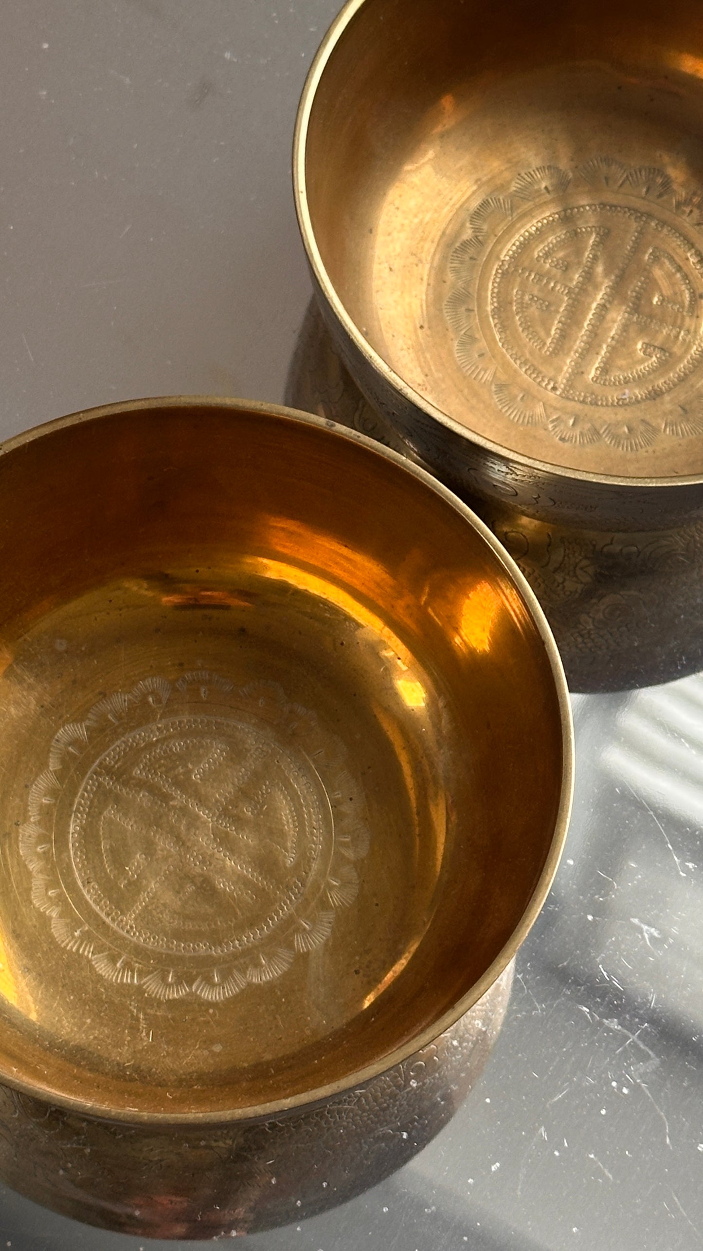 Pair of Chinese Brass Bowls