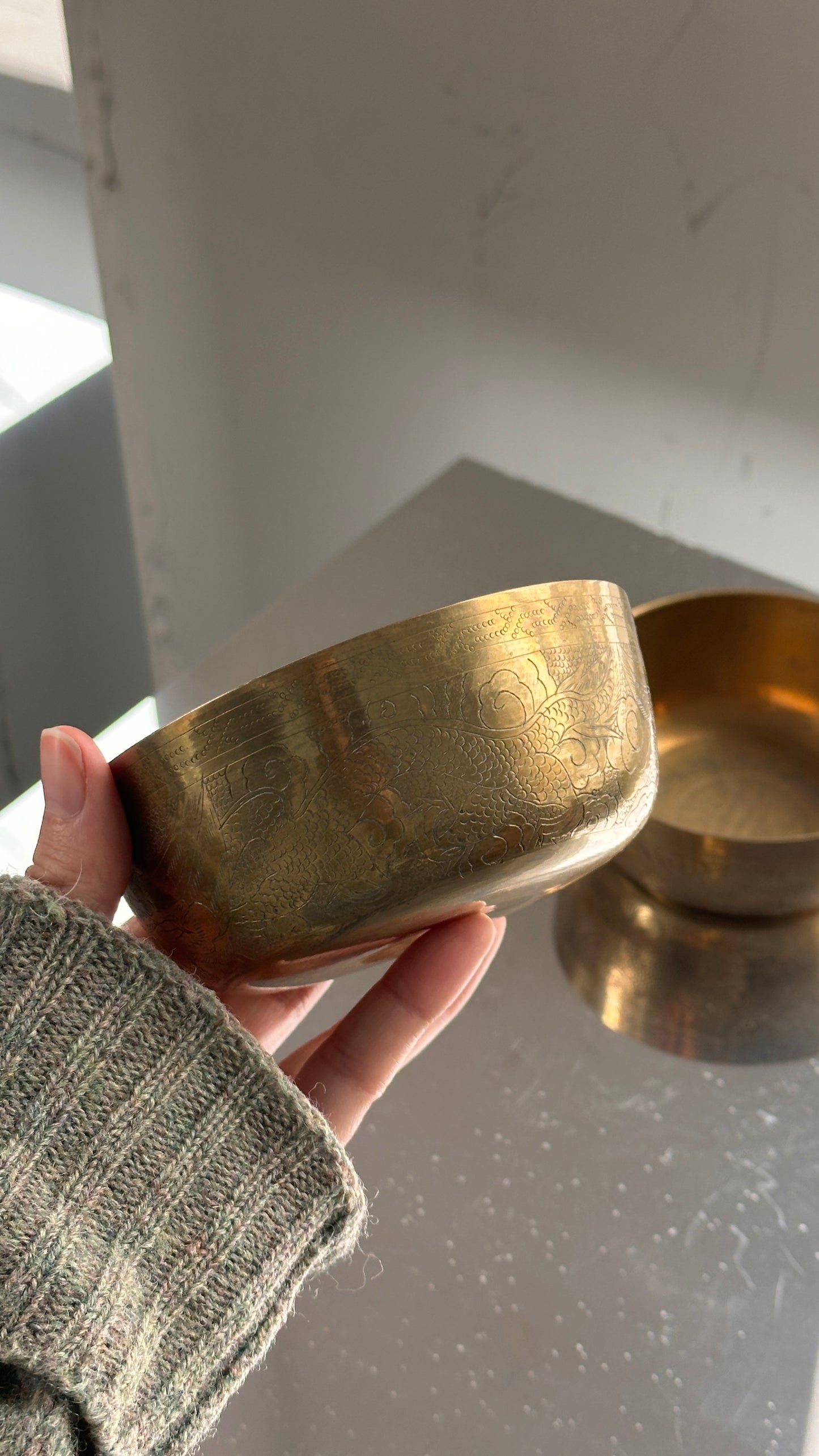 Pair of Chinese Brass Bowls