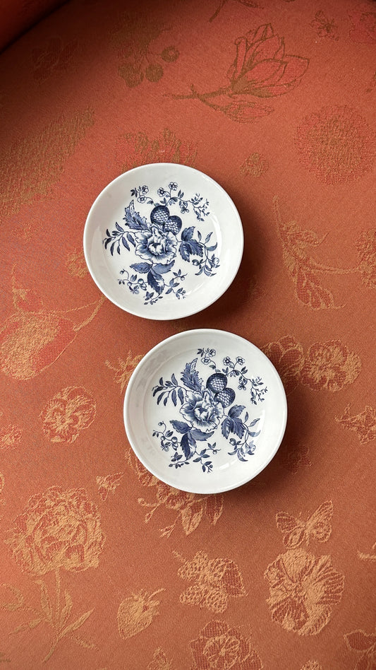 Pair of Royal Worcester 'Blue Sprays' Bone China Dishes