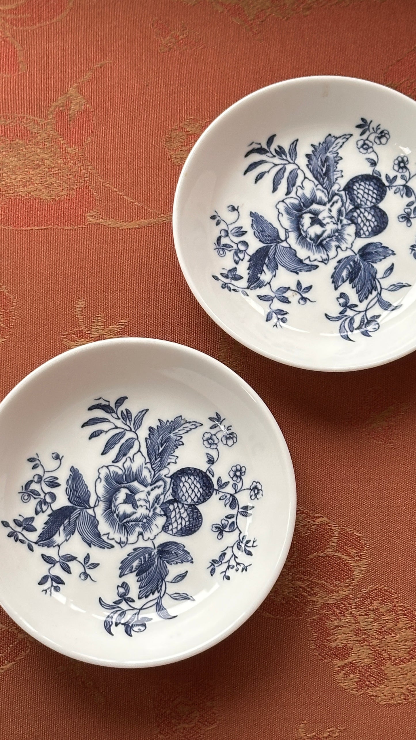 Pair of Royal Worcester 'Blue Sprays' Bone China Dishes