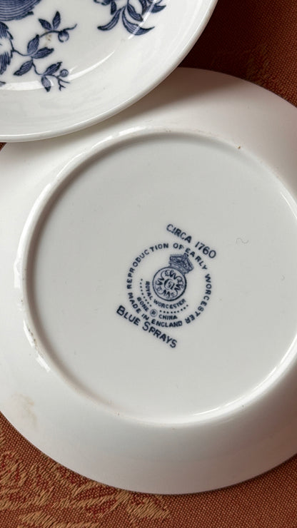 Pair of Royal Worcester 'Blue Sprays' Bone China Dishes
