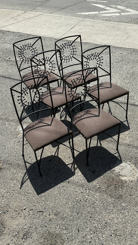 Set of 6 Brutalist Wrought Iron Chairs
