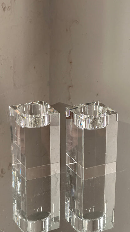 Pair of Glass Candle Holders