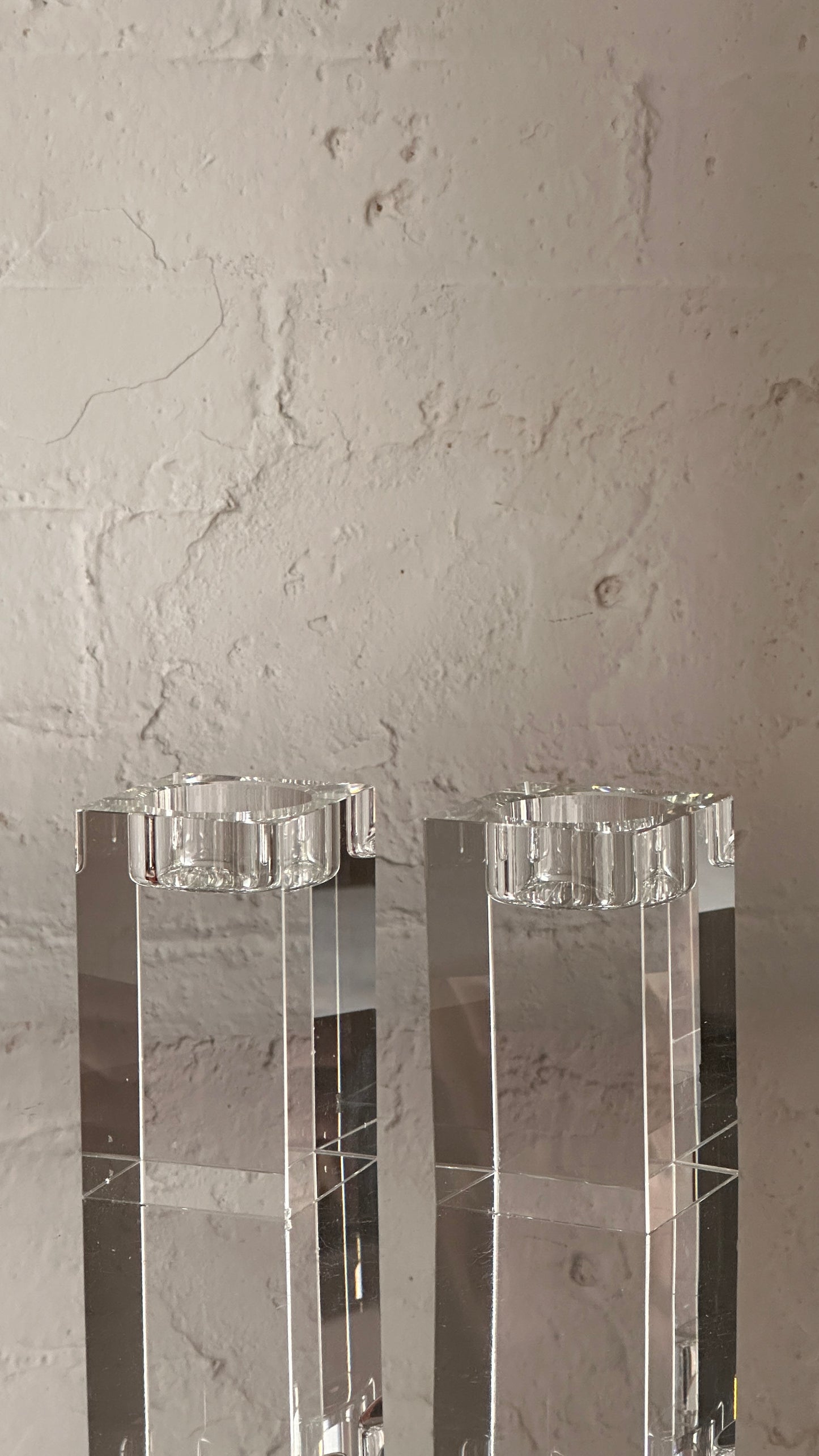 Pair of Glass Candle Holders