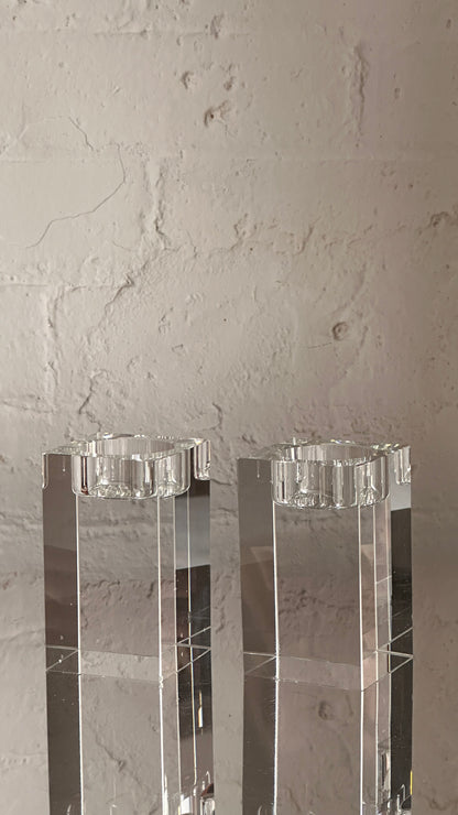 Pair of Glass Candle Holders