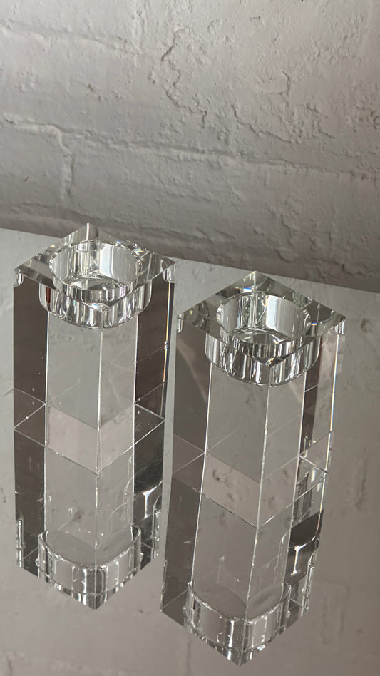 Pair of Glass Candle Holders