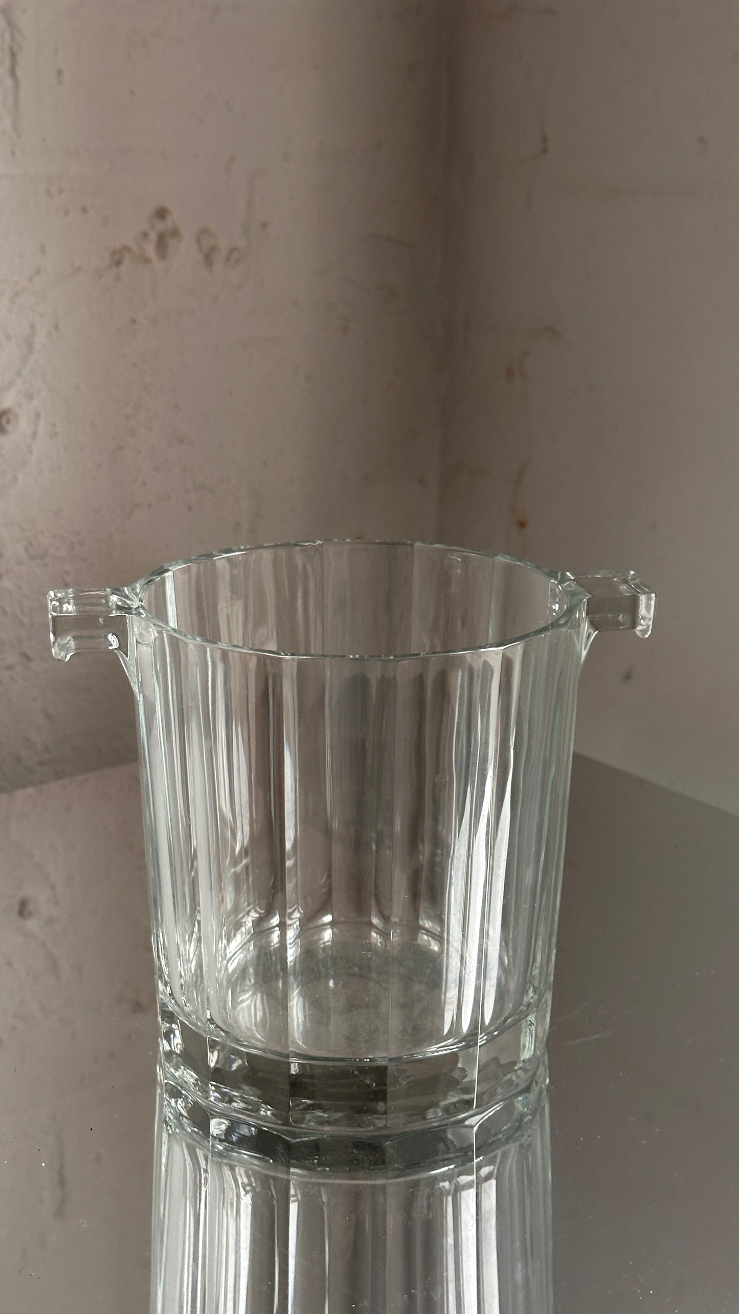 Vintage Glass Ice Bucket with Handles