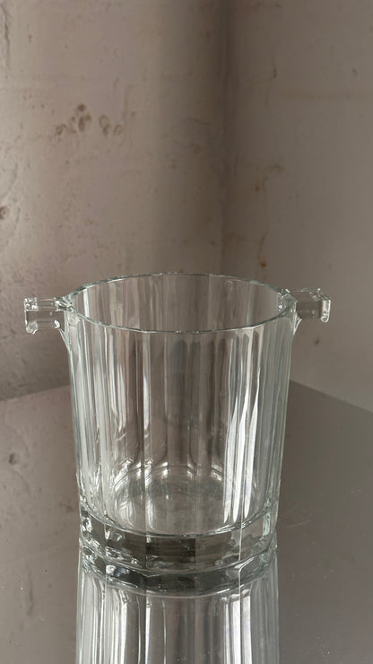Vintage Glass Ice Bucket with Handles