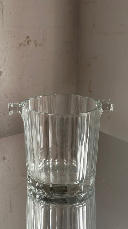 Vintage Glass Ice Bucket with Handles
