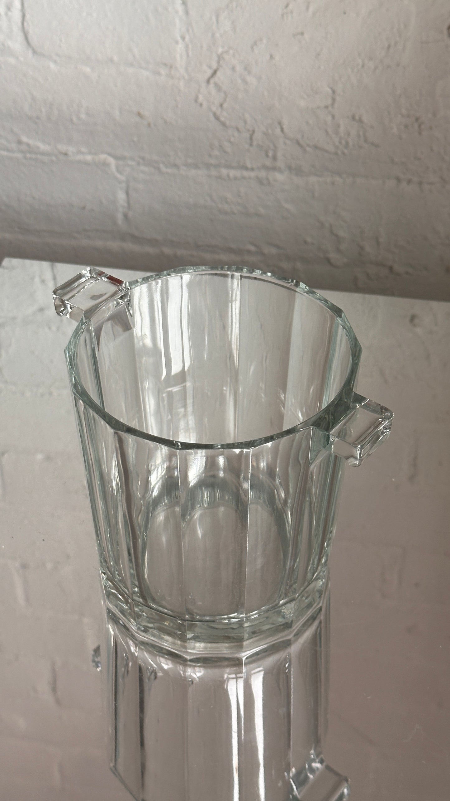 Vintage Glass Ice Bucket with Handles