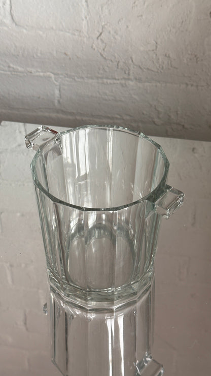 Vintage Glass Ice Bucket with Handles