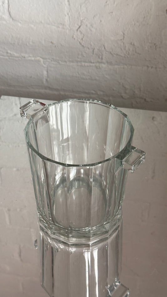 Vintage Glass Ice Bucket with Handles
