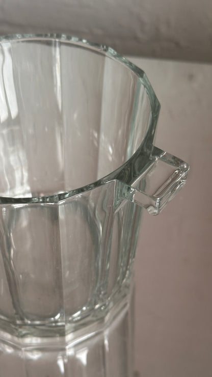 Vintage Glass Ice Bucket with Handles