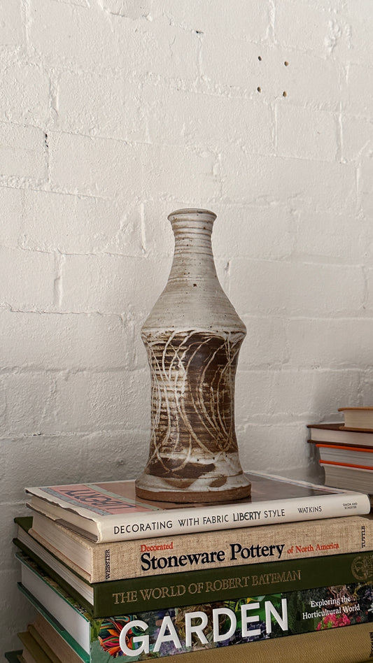 Vintage Stoneware Hollow Bud Vase