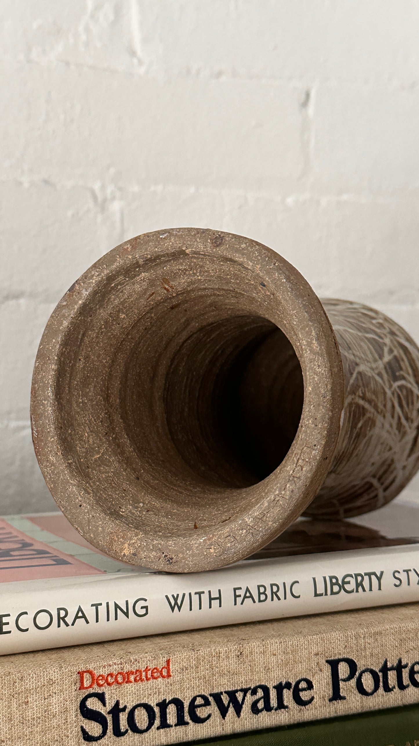 Vintage Stoneware Hollow Bud Vase