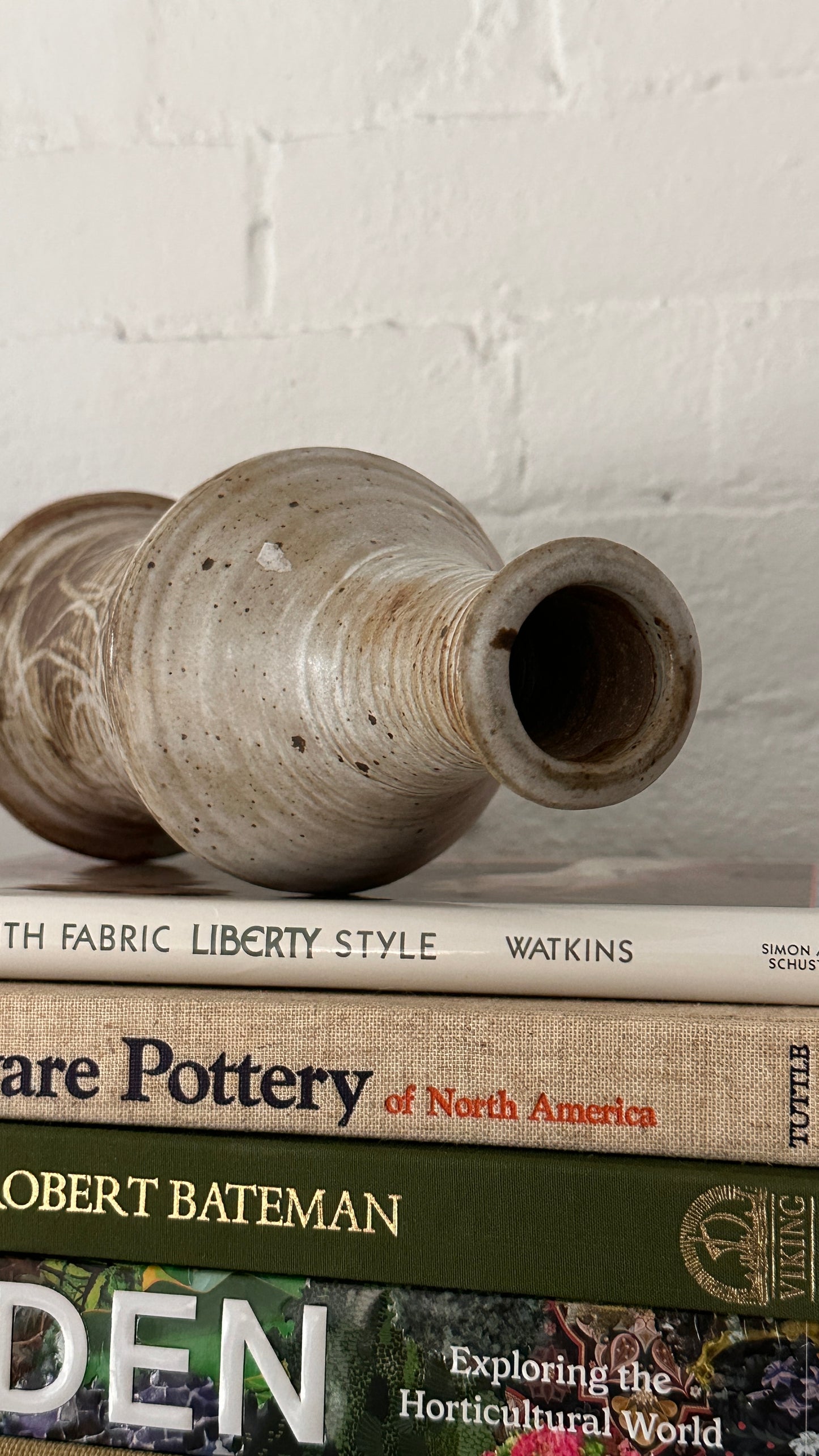 Vintage Stoneware Hollow Bud Vase