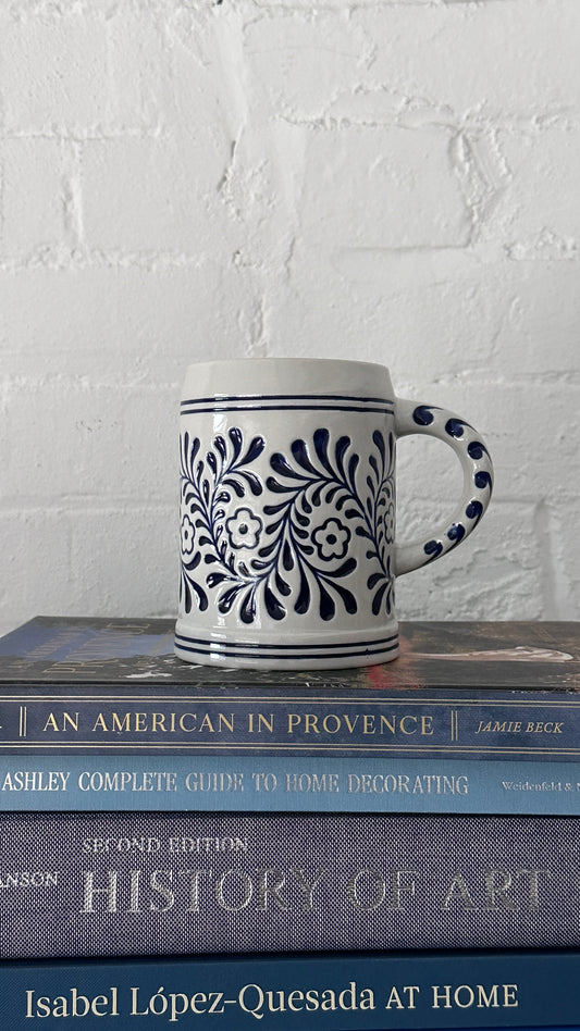 Large Decorated Ceramic Mug / Beer Stein by Ceramarte LTDA, Brazil