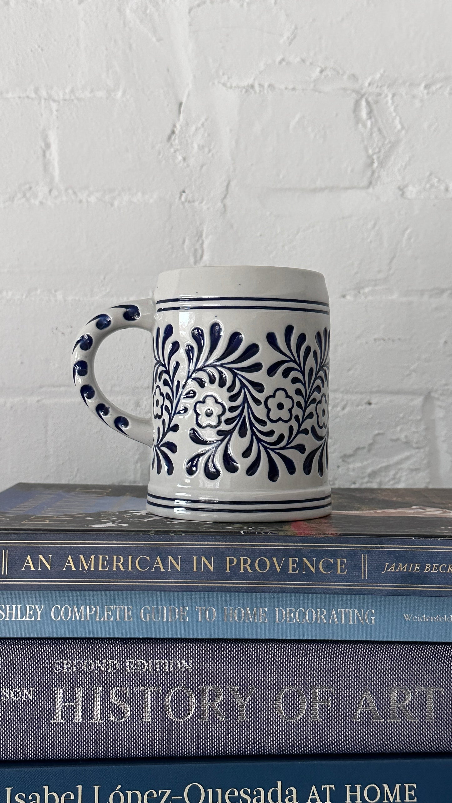 Large Decorated Ceramic Mug / Beer Stein by Ceramarte LTDA, Brazil