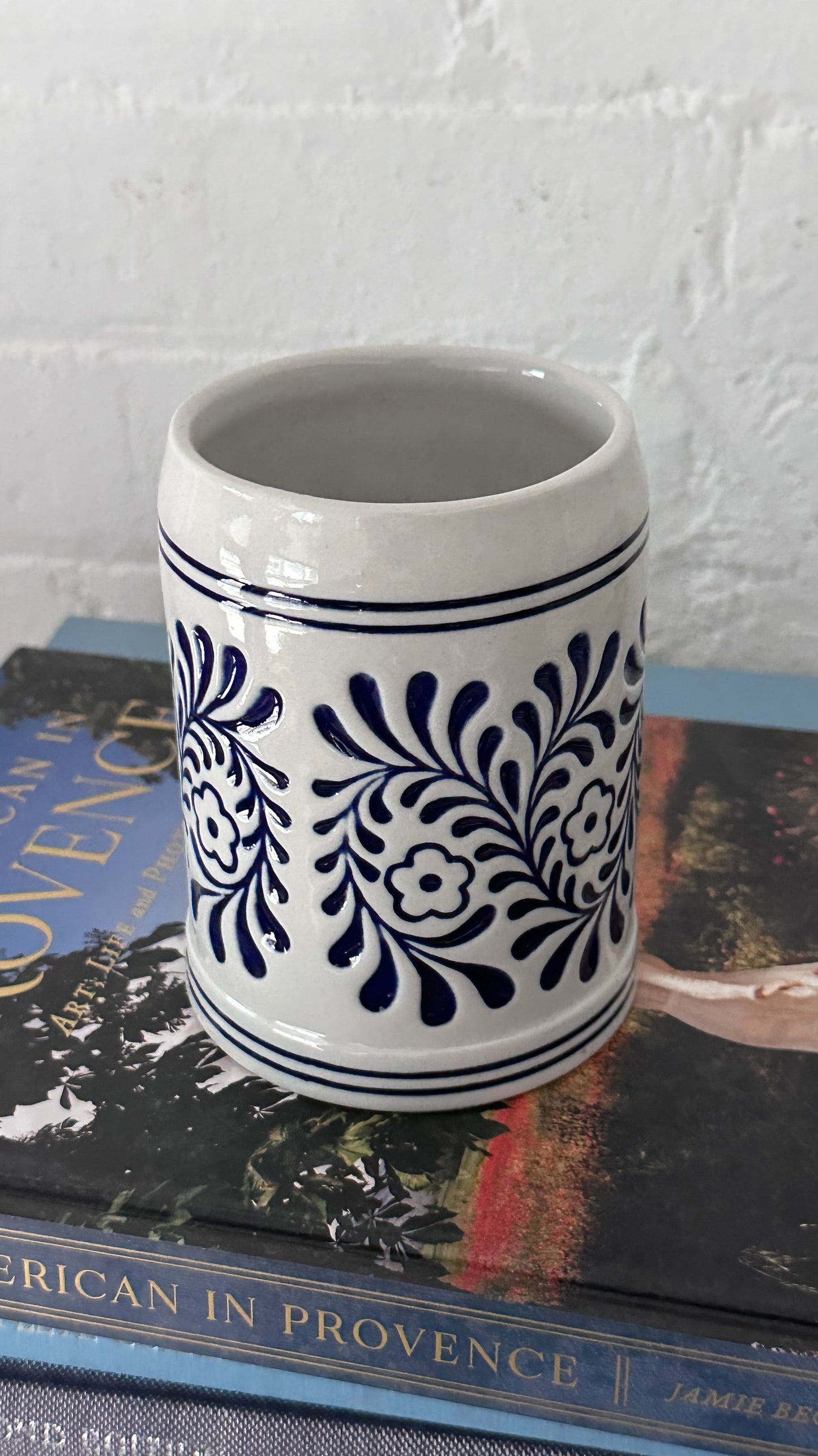 Large Decorated Ceramic Mug / Beer Stein by Ceramarte LTDA, Brazil