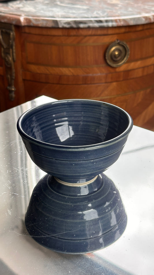 Turned Blue Ceramic Bowl