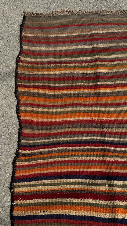 Multi-Colour Striped Wool Rug