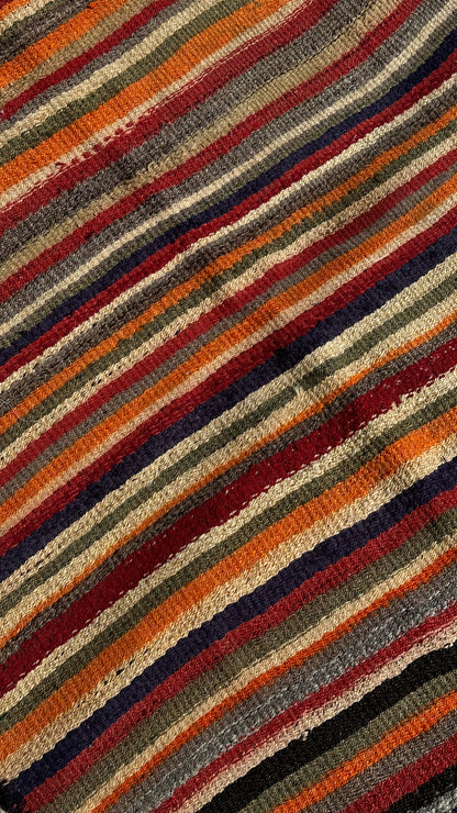Multi-Colour Striped Wool Rug