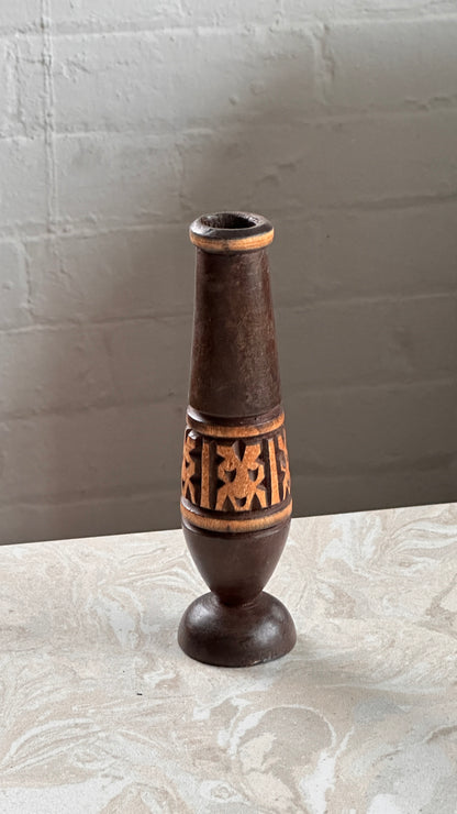 Hand Carved Wooden Vase