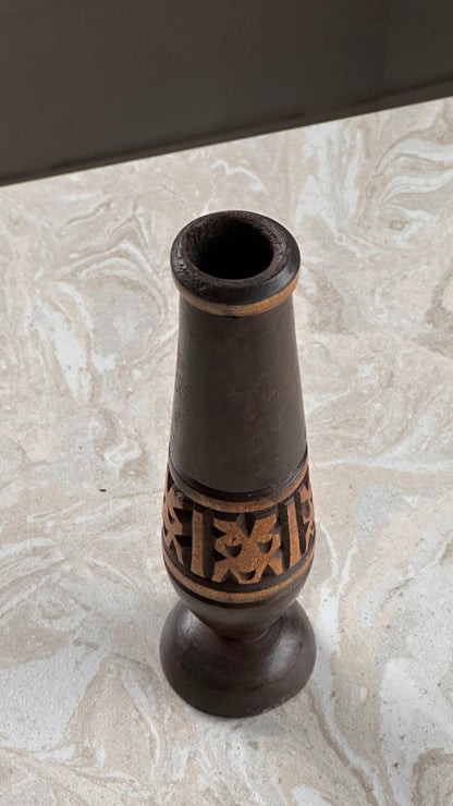 Hand Carved Wooden Vase