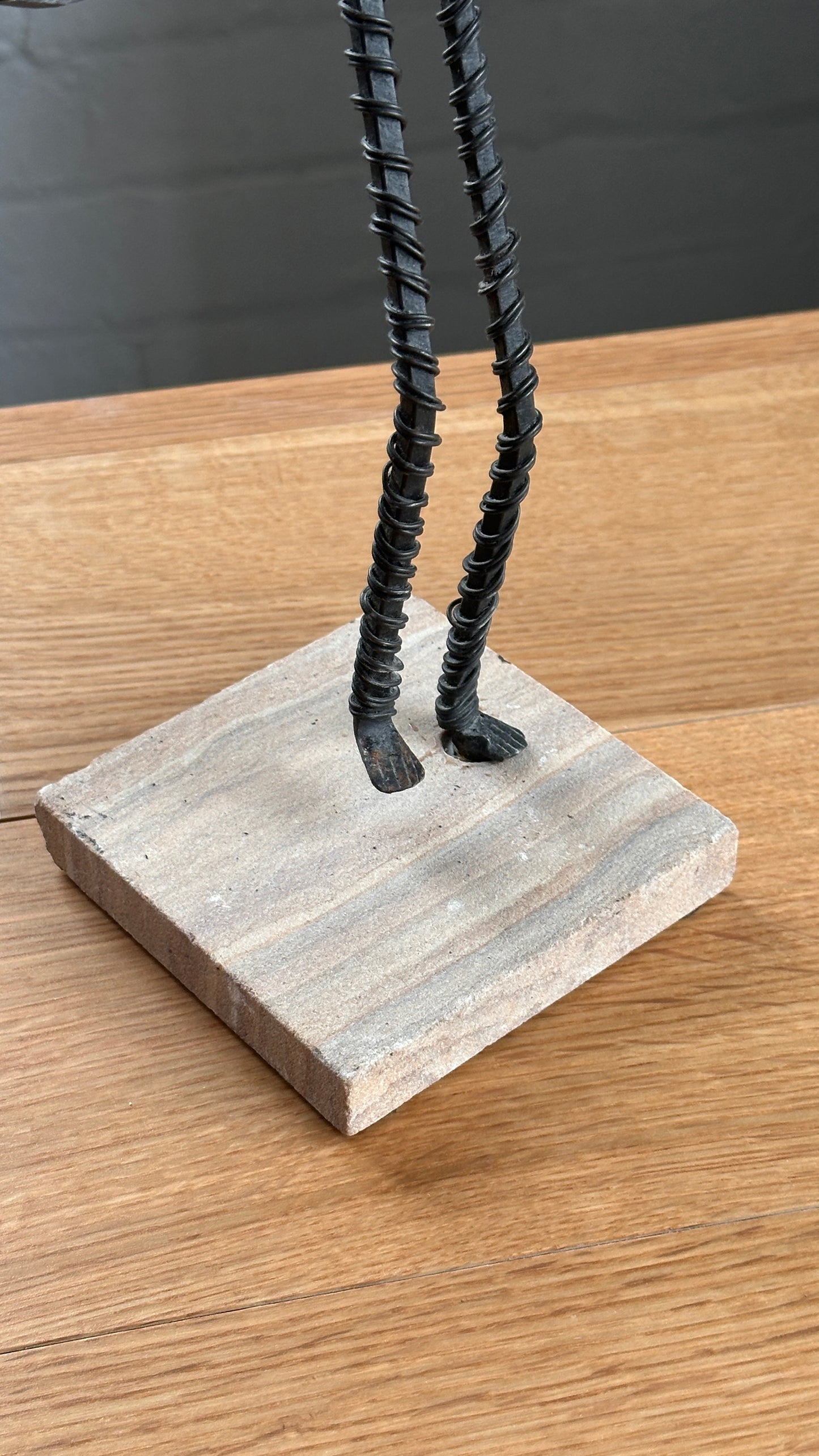 Set of 5 Wire Figure Sculptures on Stone Base