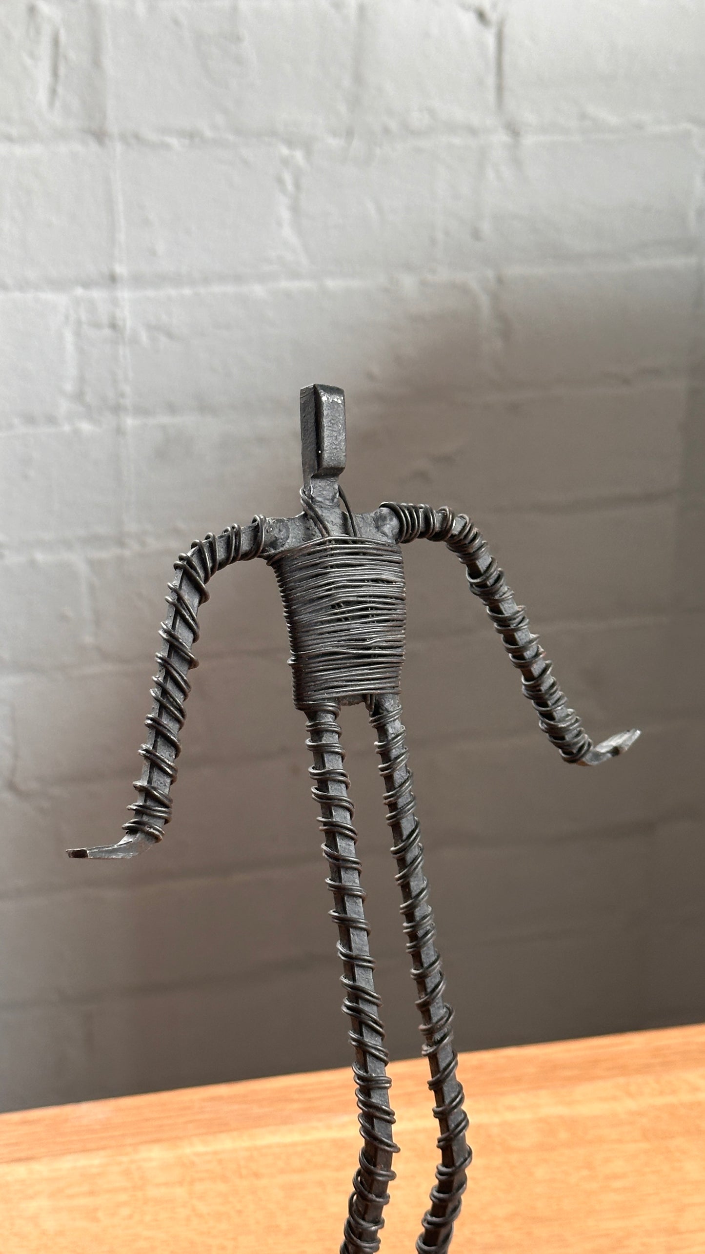 Set of 5 Wire Figure Sculptures on Stone Base