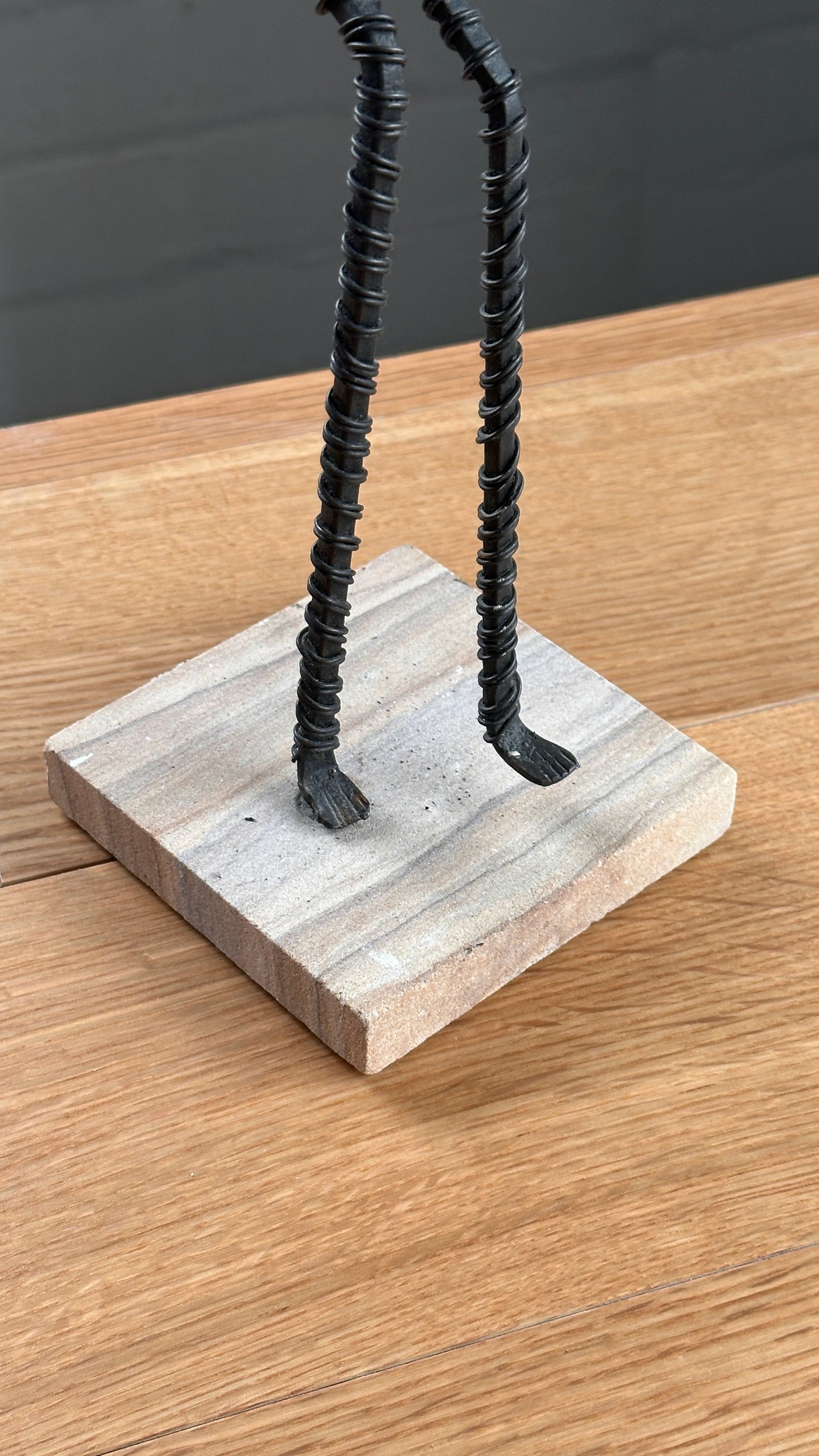 Set of 5 Wire Figure Sculptures on Stone Base