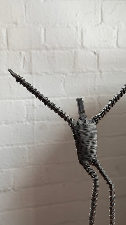 Set of 5 Wire Figure Sculptures on Stone Base