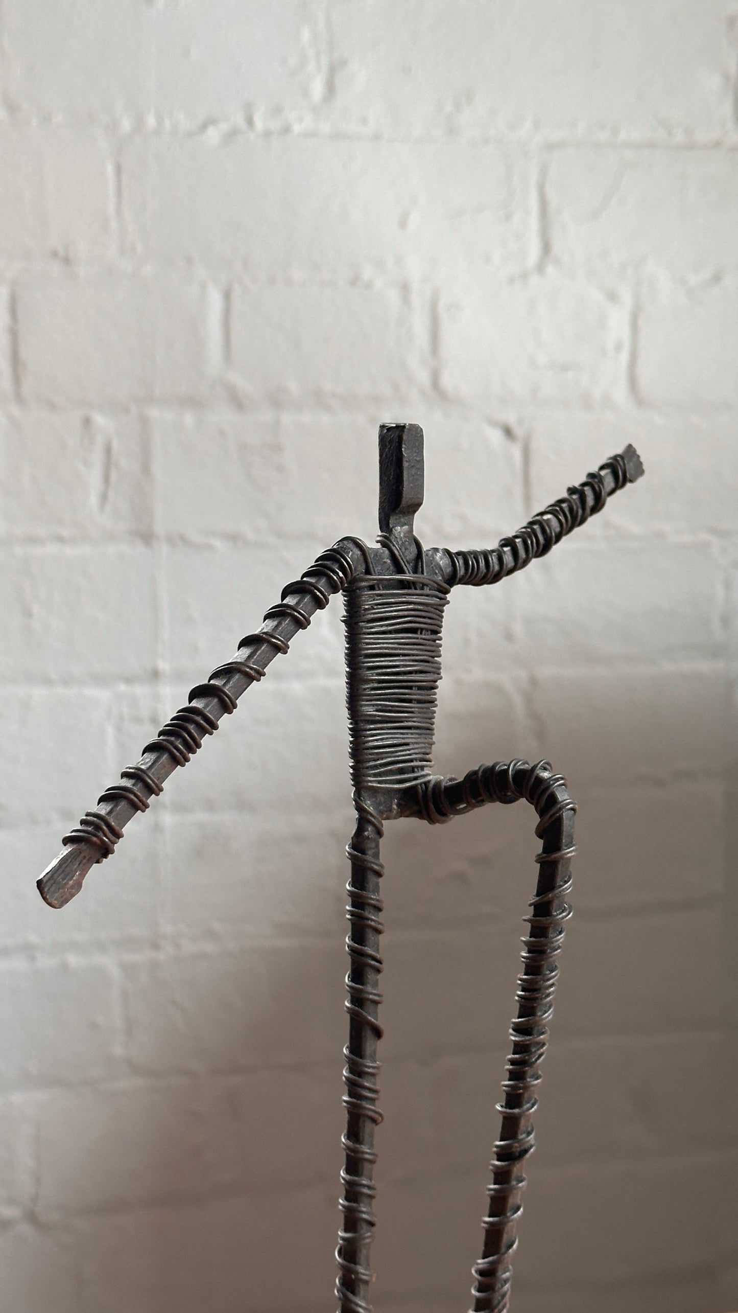 Set of 5 Wire Figure Sculptures on Stone Base