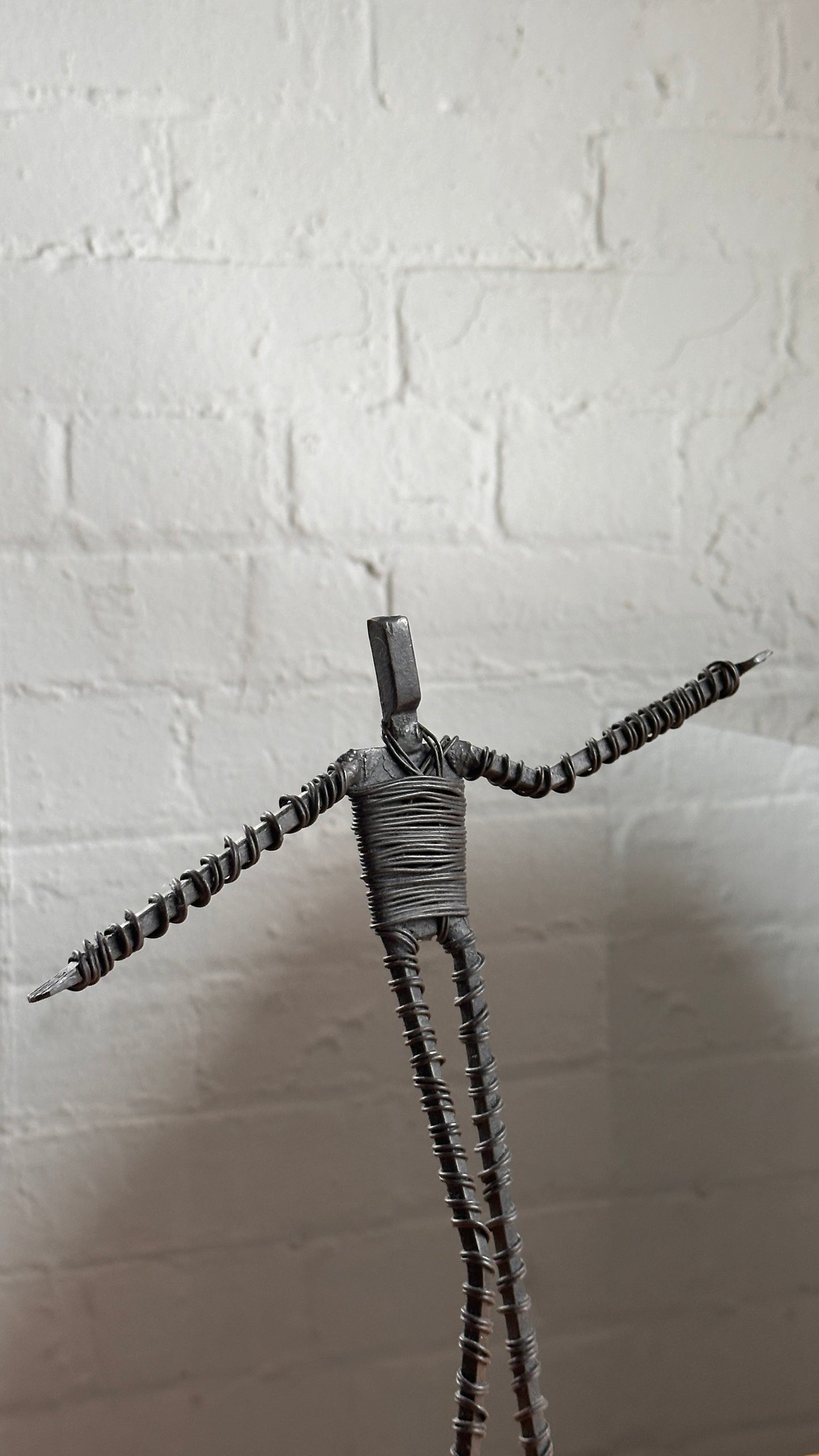 Set of 5 Wire Figure Sculptures on Stone Base