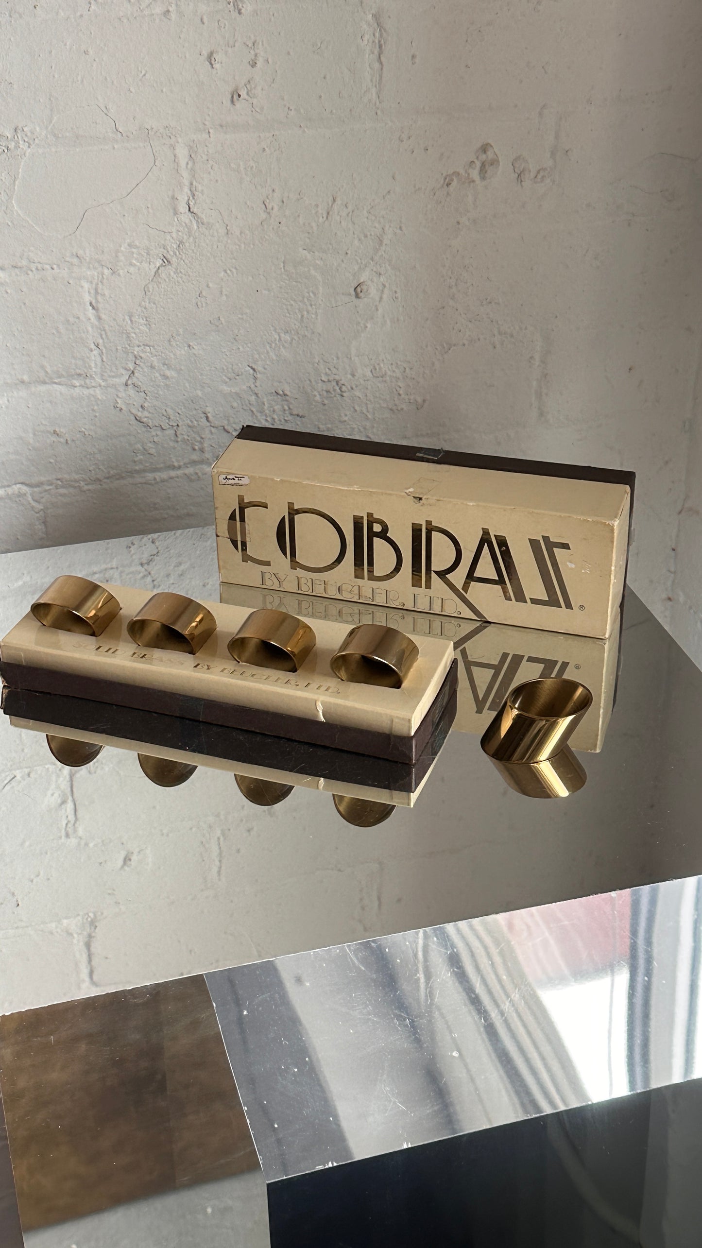 Set of 8 Cobras Brass Napkin Rings by Beucler LTD