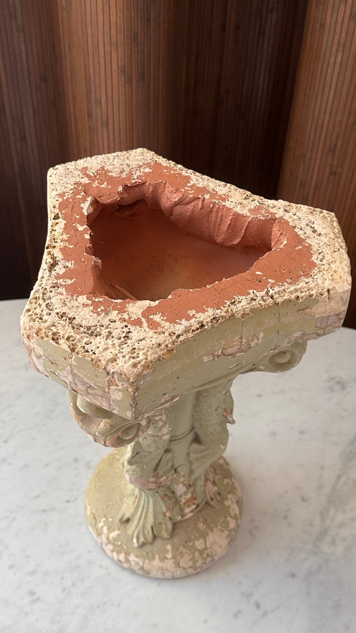 Cast clay table base/sculpture