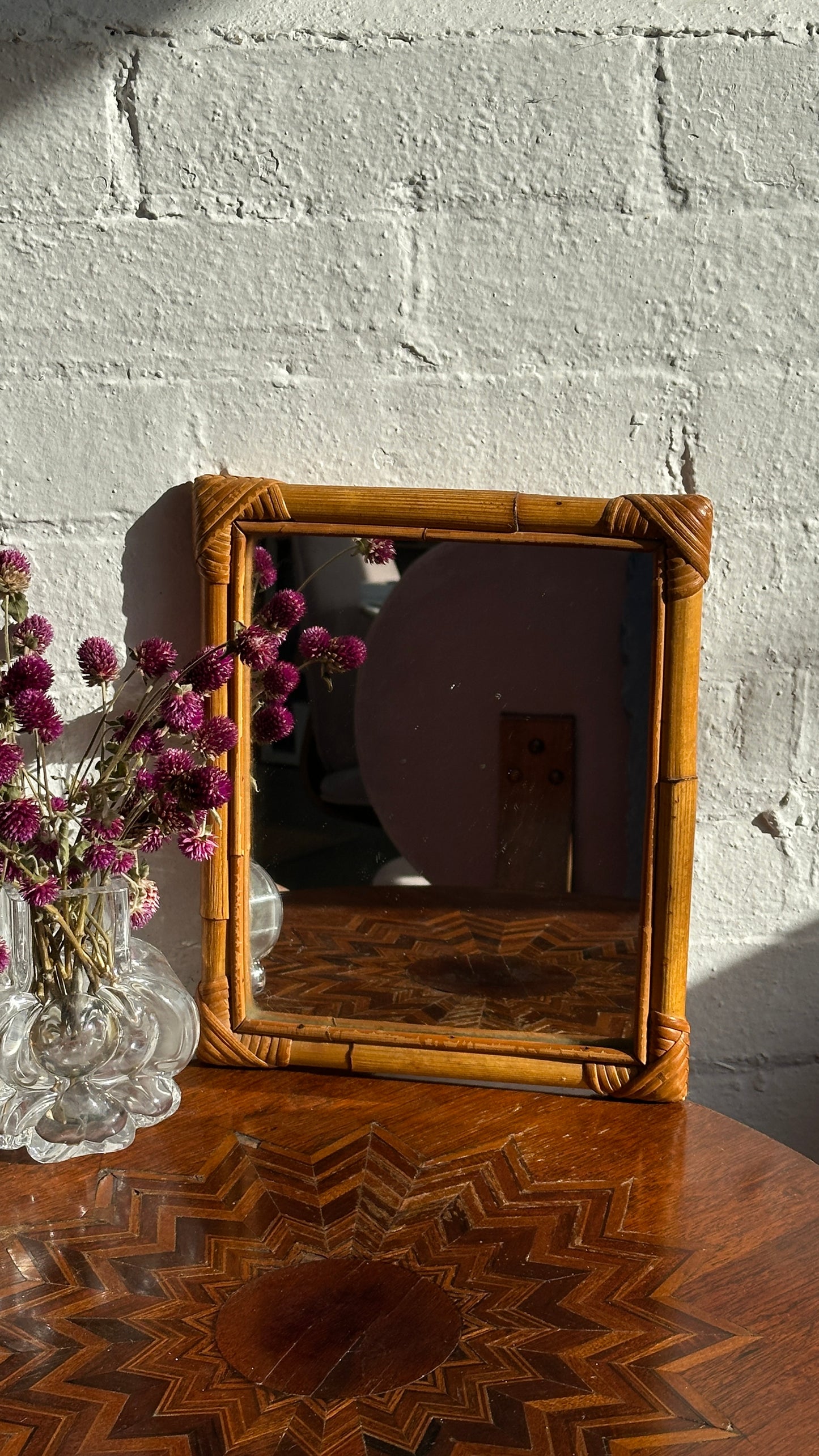Small Vintage Bamboo Mirror