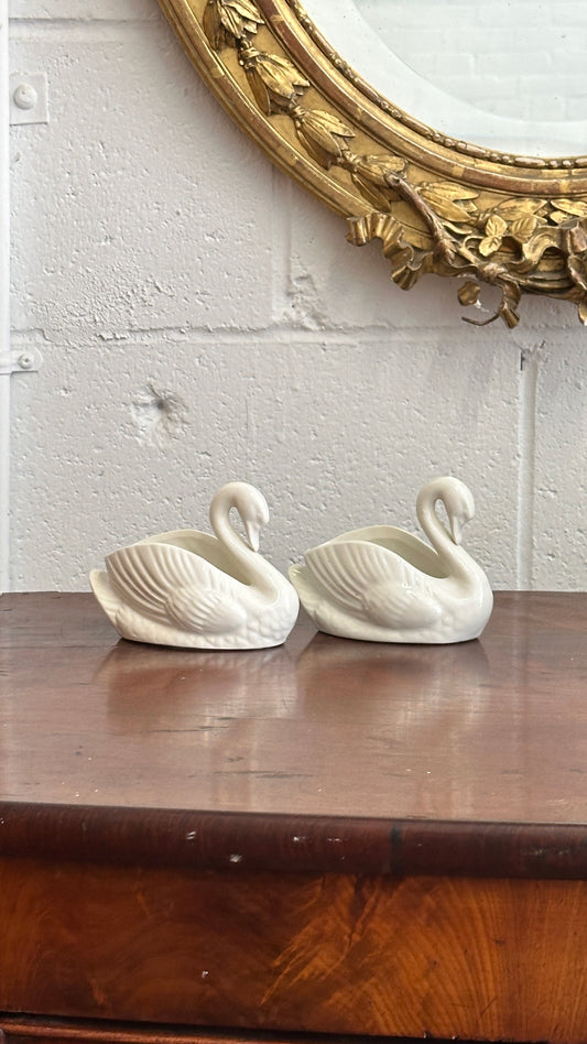Pair of Vintage Swan Shaped Planters