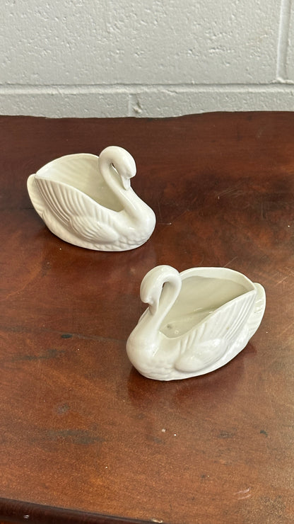 Pair of Vintage Swan Shaped Planters