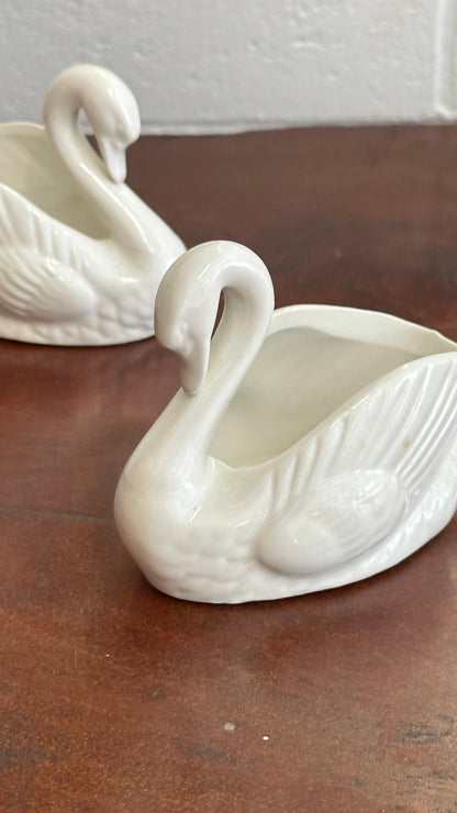 Pair of Vintage Swan Shaped Planters