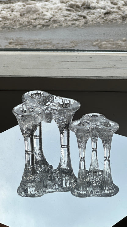 Pair of Göran Wärff for Kosta Boda Glass Candle Holders