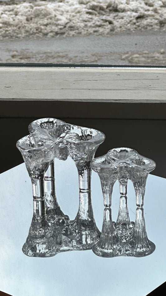 Pair of Göran Wärff for Kosta Boda Glass Candle Holders