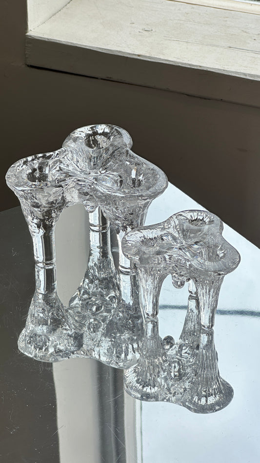 Pair of Göran Wärff for Kosta Boda Glass Candle Holders