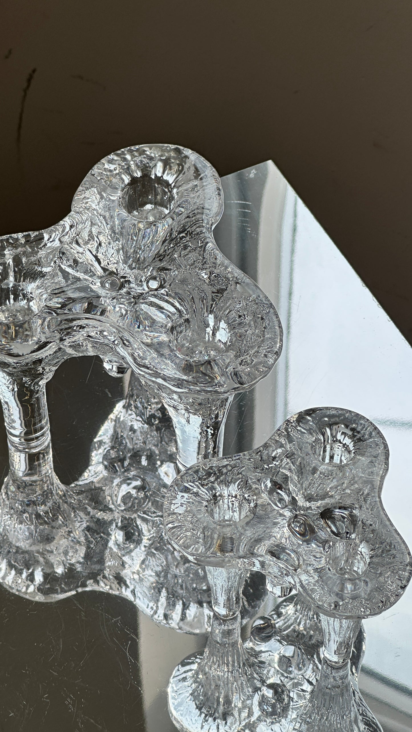 Pair of Göran Wärff for Kosta Boda Glass Candle Holders