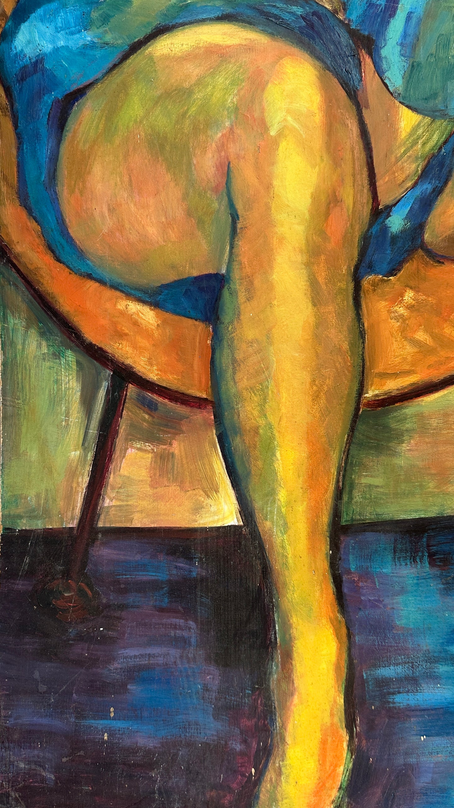 Seated Woman Painting on Board