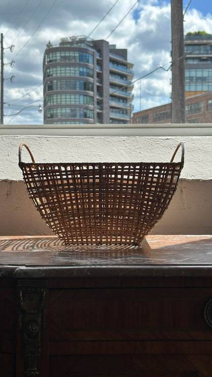 Vintage Cane & Wire Basket